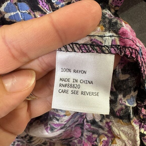 Cynthia Rowley Women's Small Floral Print Blouse‎ Stretch Short Sleeve Top - Picture 8 of 10